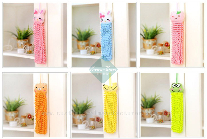 China Bulk Custom Kitchen Hanging Towels Chenille Hand Face Towels Baby Kids Animal Bathroom Washcloths Handkerchief Cleaning Towels Supplier